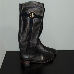 Tory Burch Alaina Riding Boots – Black Pebbled Leather – Women’s Size 7.5 M